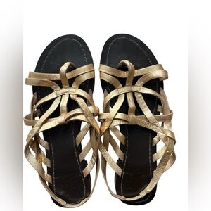 Diane Furstenberg Elegant Gold Strappy Sandals size 6.